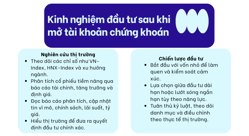 Kinh nghiệm đầu tư sau khi mở tài khoản chứng khoán