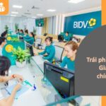 Hình ảnh biểu tượng trái phiếu BIDV với logo ngân hàng và các thông tin về lợi ích đầu tư trái phiếu, lãi suất, và kỳ hạn thanh toán